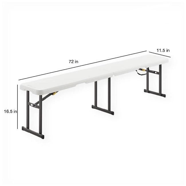 6FT Outdoor Garden Picnic Lightweight Plastic HDPE White Folding Bench