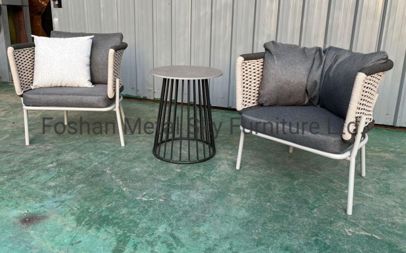 Outdoor Rattan Furniture Restaurant Patio Garden Aluminum Wicker Rope Sofa