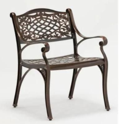 Outdoor Aluminum Frame Dining Chair Die Cast Carved Armrest Garden Chair Patio Chair for Yard