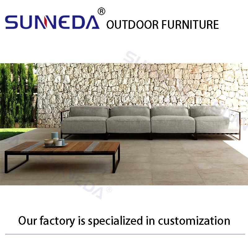 Contemporary Long Patio Leisure Outdoor Aluminum Frame Comfortable Sofa