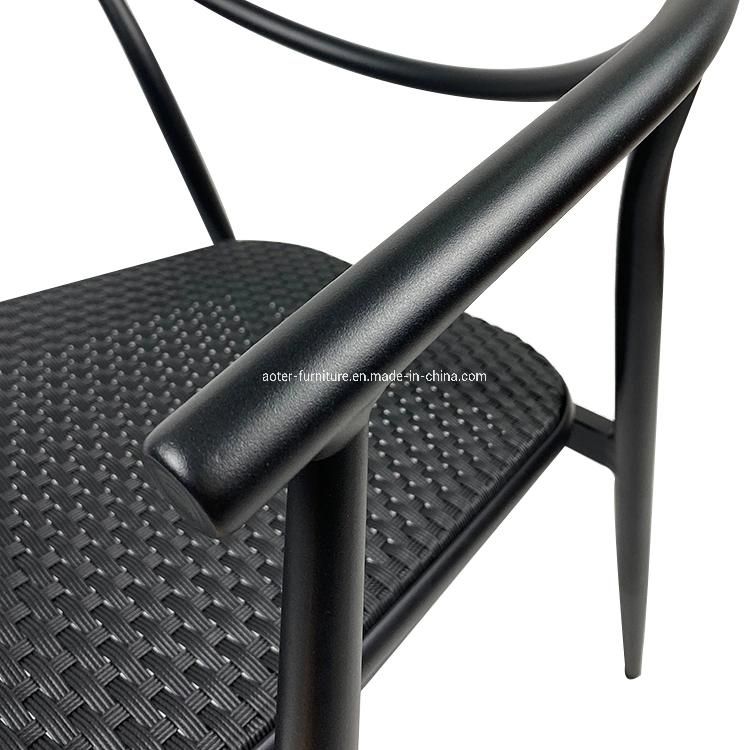 Shangri-La Stylish Design Lumber Support Aluminum Rattan Chair Restaurant Cafe Hotel Furniture