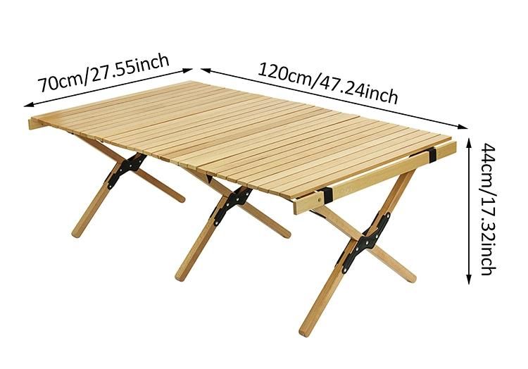 Folding Outdoor Picnic Recycle Table Wooden Roller Garden Table