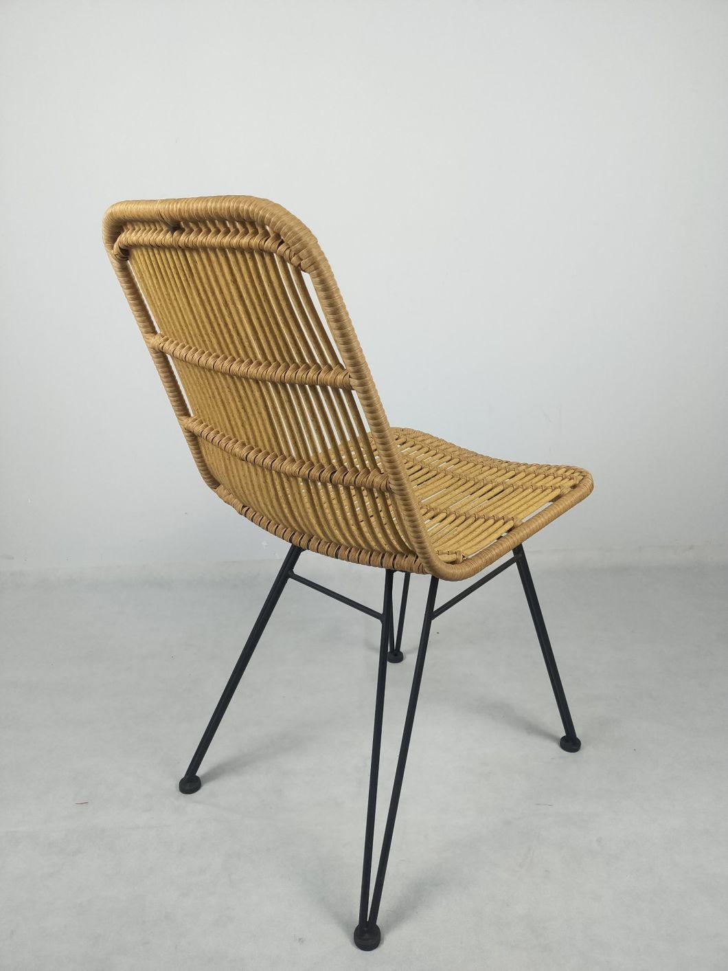 Factory Price Non-Wood Iron Outdoor Rattan Chair Wicker Tablet Stackable Furniture