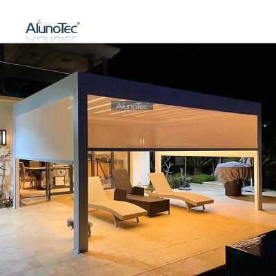 AlunoTec Motorized Rainproof Outdoor Louvered Roof Bioclimatic Pergolas Sunshading Aluminum Pergola