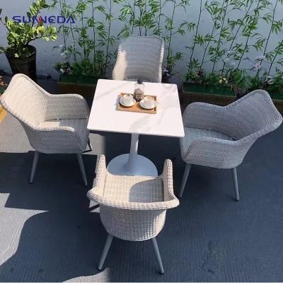 Outdoo Modern Luxury PE Semicircular Rattan Dining Chair for Restaurant