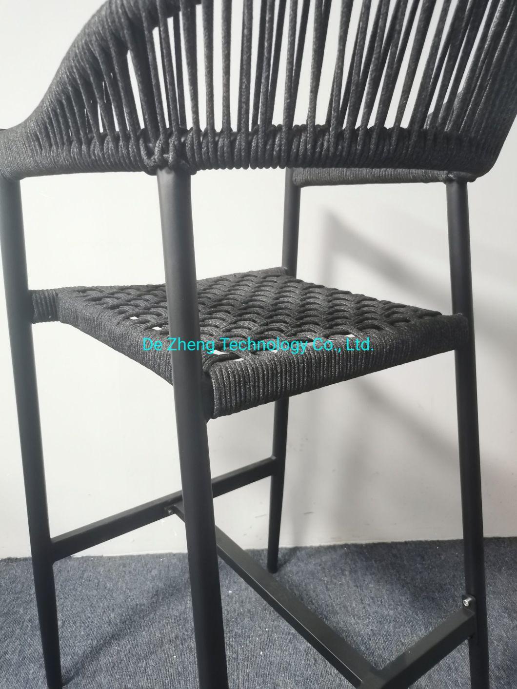 Luxury Hotel Outdoor Bar Stool New Design Patio Garden Rope Bar Stool Hot Sale Modern Outdoor Bar Furniture