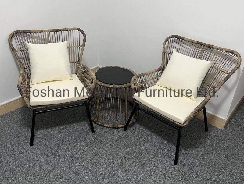 Outdoor Metal Rattan Garden Hotel Villa Leisure Glass Table Chair