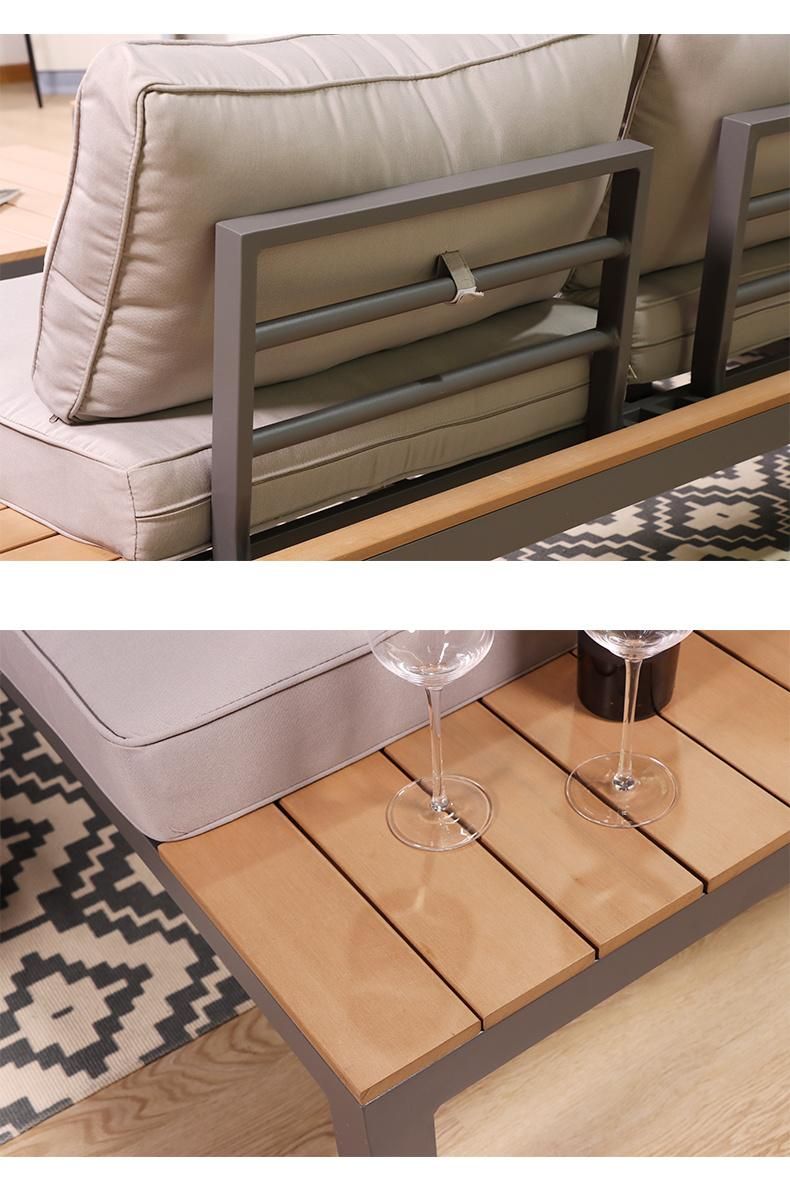 Cheap Modular L Shape Sofa Set Patio Use Poly Wood with Coffee Table Outdoor Garden Furniture