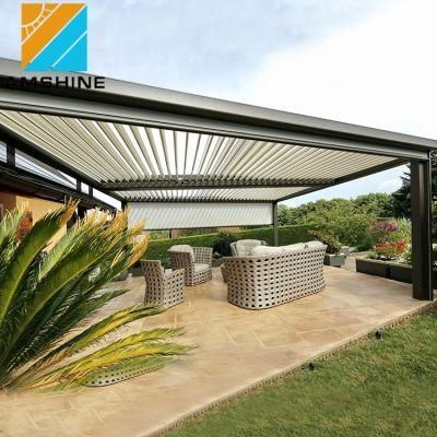 Against Wall Mounted Custom Bioclimatic Pergola Automatic Waterproof Retractable Modern Aluminum Pergola