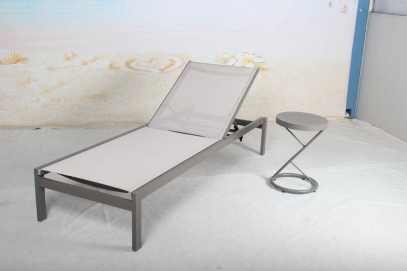 Stackable Aluminium Outdoor Chaise Lounger Chair and Side Table with High Loading Quantitie