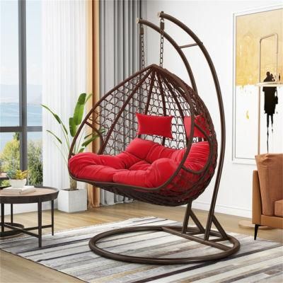 Wholesale Modern Garden Outdoor Patio Home Backyard Furniture Rattan Two Seat Hanging Swing Chair