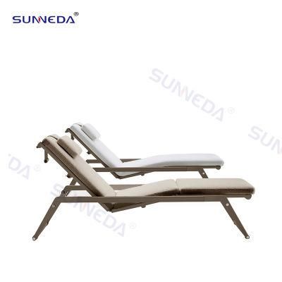 Humanized Design Beach Sunlounge Armrest on Both Sides with Teak