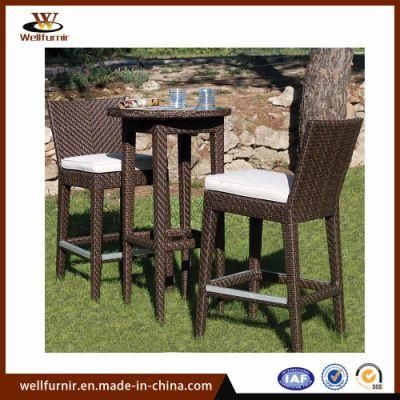 Outdoor Rattan High-Leg Bistro Chair with Table Waterproof Cushion (WF050018)