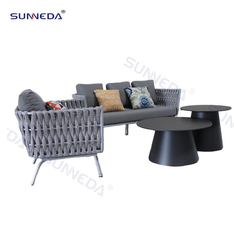 Outdoor Furniture Morden Style Aluminum Outdoor Fancy Rope Woven Sofa