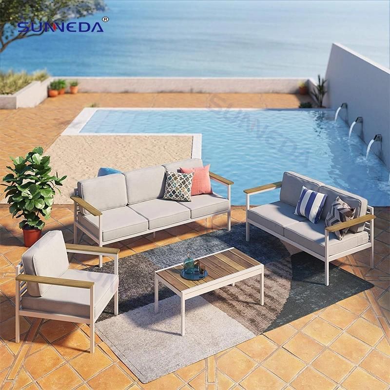 Modern Home Villa Hotel Resort White Aluminum Outdoor Garden Sofa Set