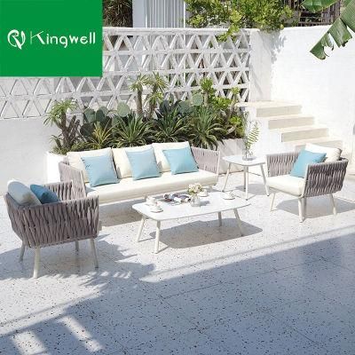 Comfortable Outdoor Garden Sofas Balcony Weaving Rope Sofa with Aluminum Frame for Patio Furniture