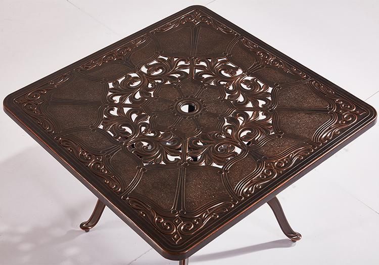 Cast Aluminum Table Square Dining Set Outdoor Table Large for Garden