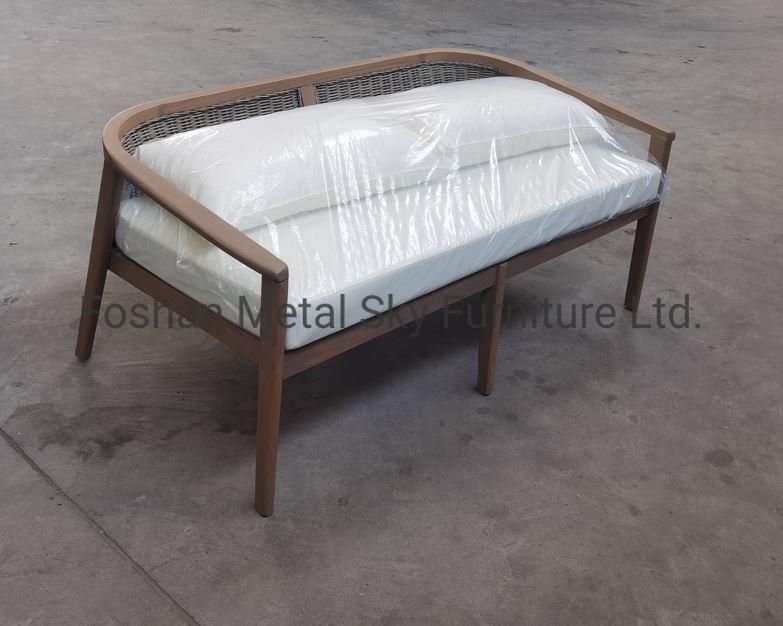 Outdoor Rope Garden Hotel Villa Patio Restaurant Teak Rattan Sofa
