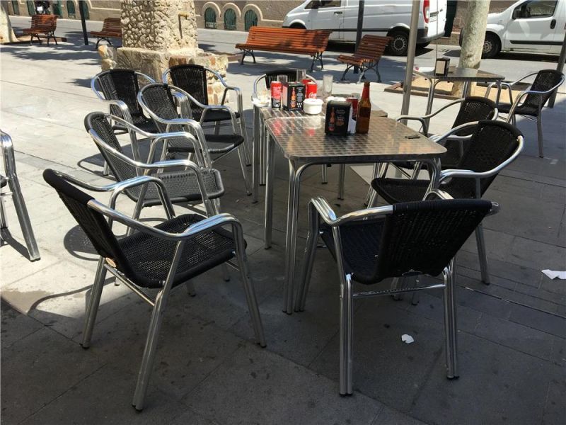 Colorful PE Rattan Outdoor Aluminum Cheap Double Tubes Bistro Restaurant Bar Chair