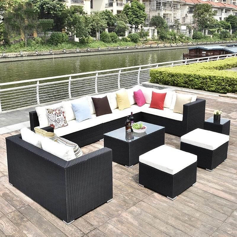 Outdoor Aluminum Steel Set Garden Single Sleeper Sofa Set with Cushion