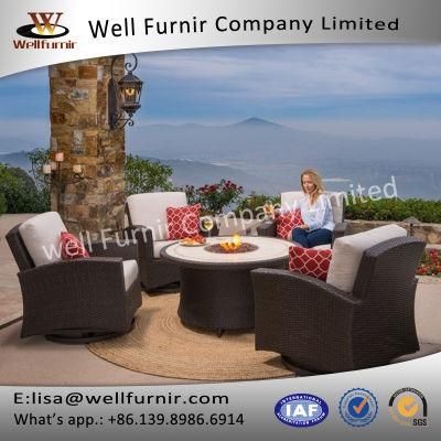 Well Furnir Rattan 5-Piece Motion Chat Set with Table (Wf-17111)