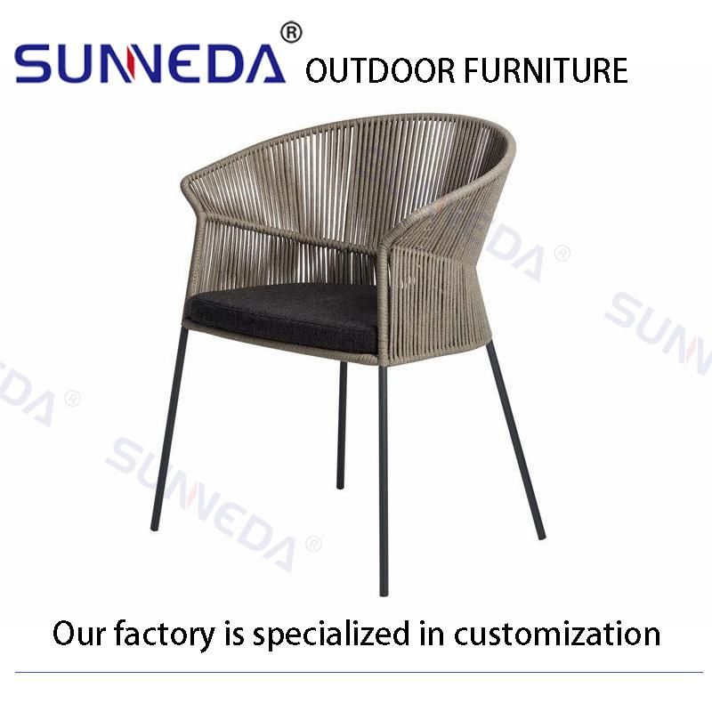 Outdoor Courtyard Woven Belt Minimalism Dining Garden Leisure Chair Furniture