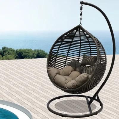 Leisure Home Furniture Garden Egg Wicker Metal Stand Hanging Chair