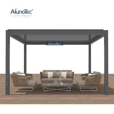 Double Layer Louver Blade Pergola AlunoTec Gazebo Louver Shutter Pergola With Side Blind