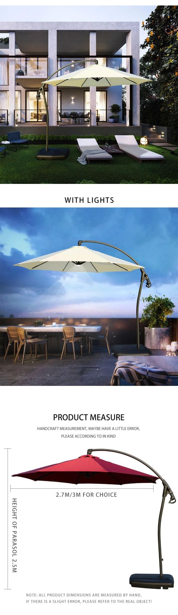 3m Outdoor Patio Outdoor Garden Parasol