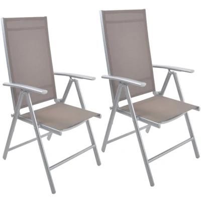 Folding Sling Chair Patio Adjustable Reclining Back Sturdy Aluminum Frame with Armrest Indoor Outdoor Furniture Garden Pool Bench, Gary