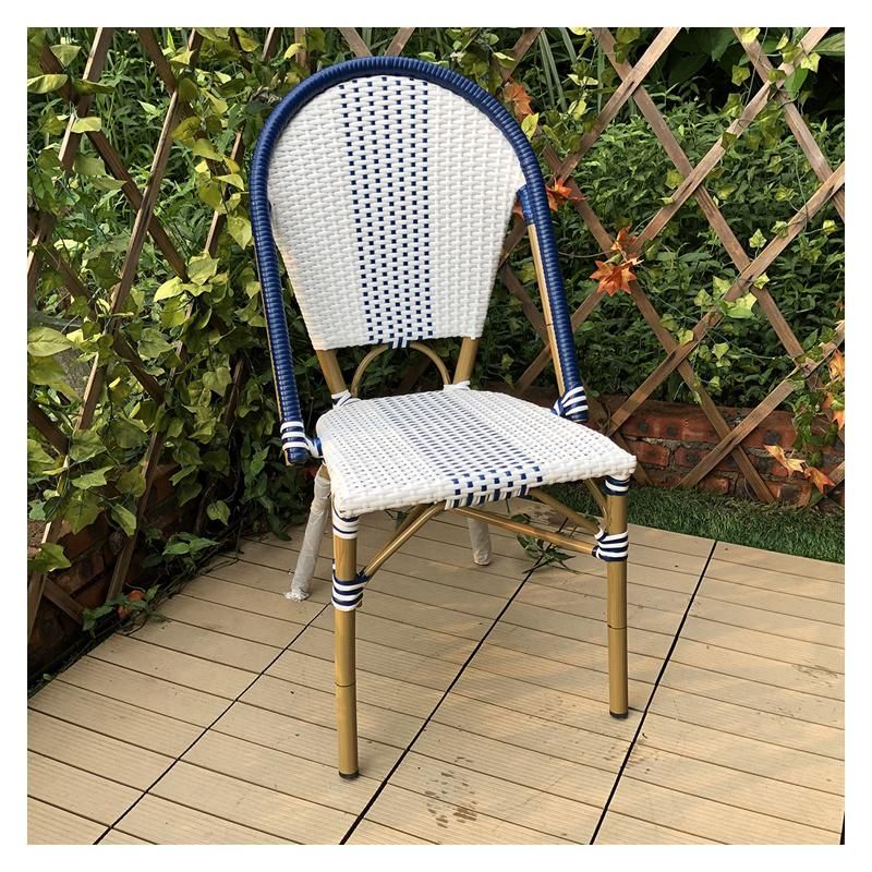 (SP-OC366) Fashion Two Colours Rattan Matching Stackable Aluminium Chair for Bistro/Outdoor Furniture