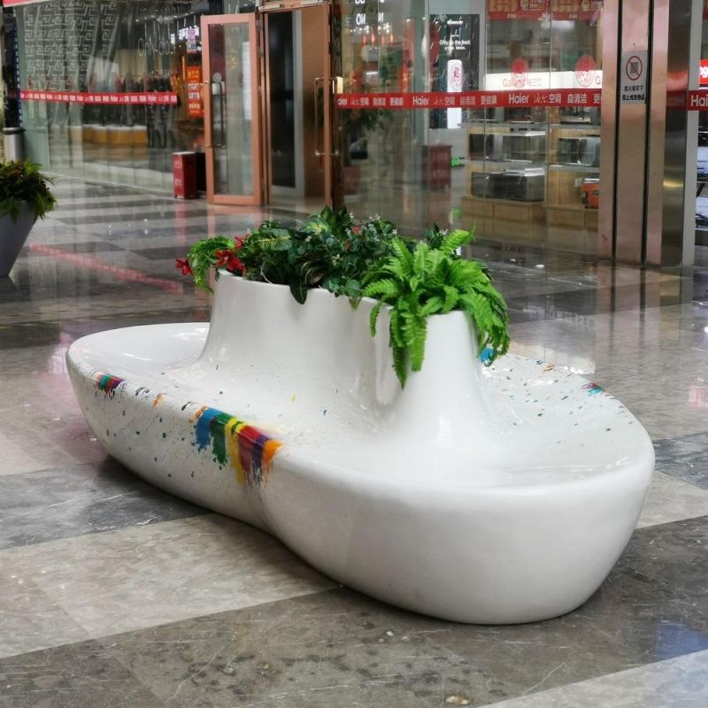 Fiberglass Sculpture Bench Seating Shopping Mall Plaza Airport Terminals Decoration Furniture