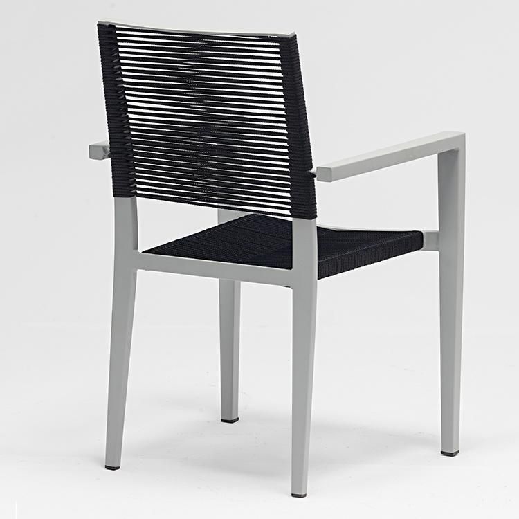 Classical Design Metal Woven Black Rope Weaving Chair for Garden