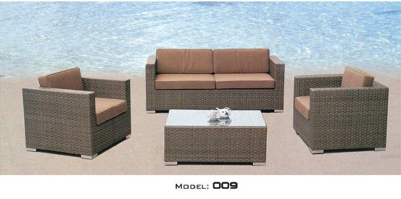 Wholesale PE Woven Outdoor Rattan Sofa Table Set Patio Furniture