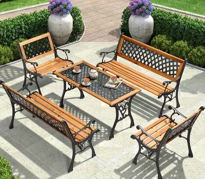 Plastic Wood Patio Garden Public Table and Chair 5 Sets