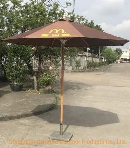 Custom Logo Printing Advertising Outdoor Center Pole Wooden Aluminum Patio Umbrella
