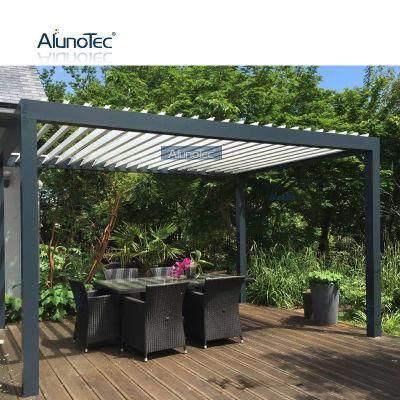 AlunoTec Modern Electric Waterproof Awning Retractable Outdoor Gazebos Aluminium Fashion Gazebo Pavilion with Outside Furniture