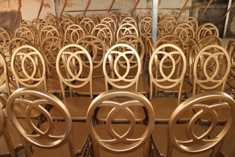 Gold Color Stackable Wooden Chiavari Wedding Twin Chairs