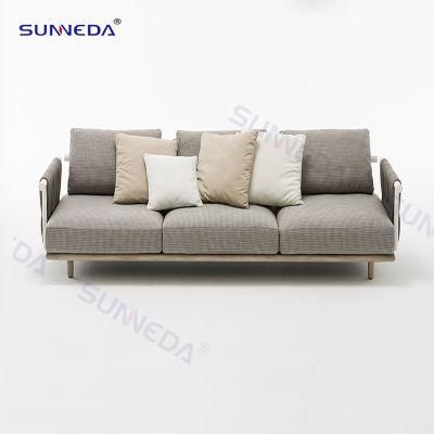 Patio Sofa Teak Wood with Aluminum Frame Core Webbing
