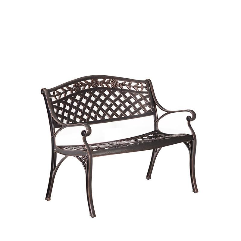 Public Garden Rose Pattern Bench Cast Aluminum Long Chair