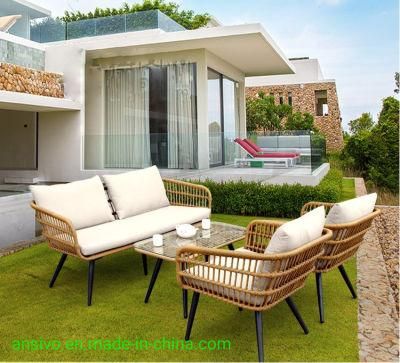 PE Rattan Garden Sofa Outdoor Sofa Chair and Table Garden Creative Style