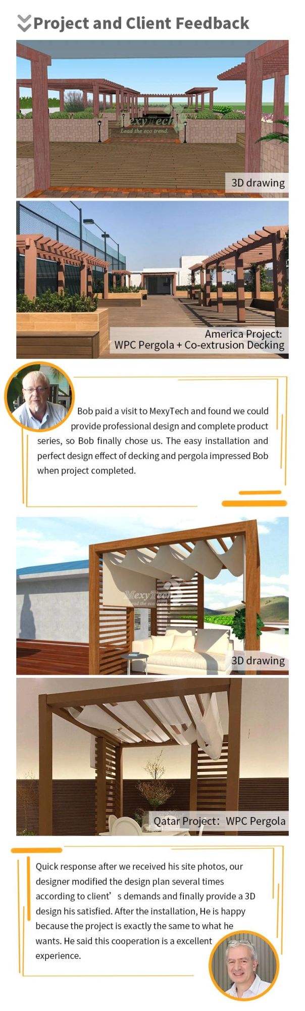 China Supplier Customized Design Maintenance Free Wood Plastic Composite Outdoor WPC Pergola