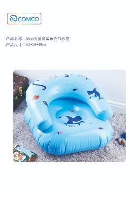 55cm Sky Blue Shark Inflatable Sofa