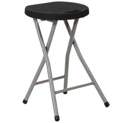 Holiday Seating Commercial Use Foldable Stool with Black Plastic Seat