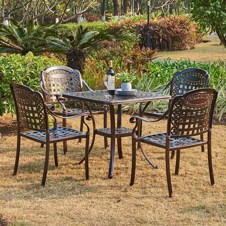 Direct Sale Cast Aluminum Patio Furniture Table Conversation Set for Bistro