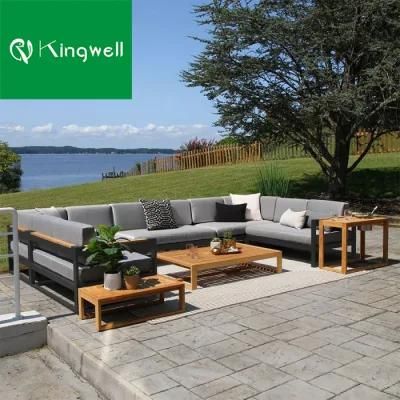 Hot Selling Luxury Outdoor Furniture Garden Sofas Leisure Teak Handrails Sofa for Home and Hotel