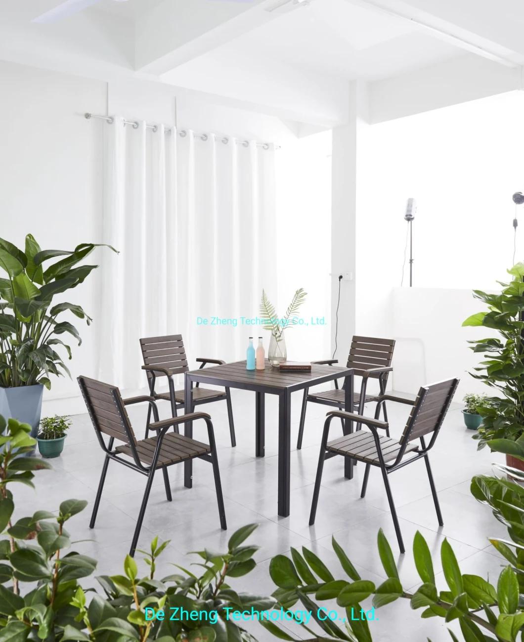 Bistro 5PCS Dining Sets Hotel White Garden Furniture Aluminum 4 Seater Chairs Square Table Outdoor Dining Set