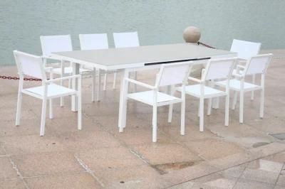 Metal Unfolded OEM Customized Aluminum Patio Set Extensible Dining Table