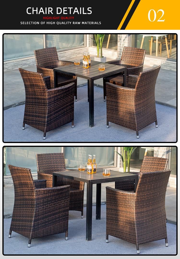 Outdoor Rattan Sofa Set Design Dining Table and Chair