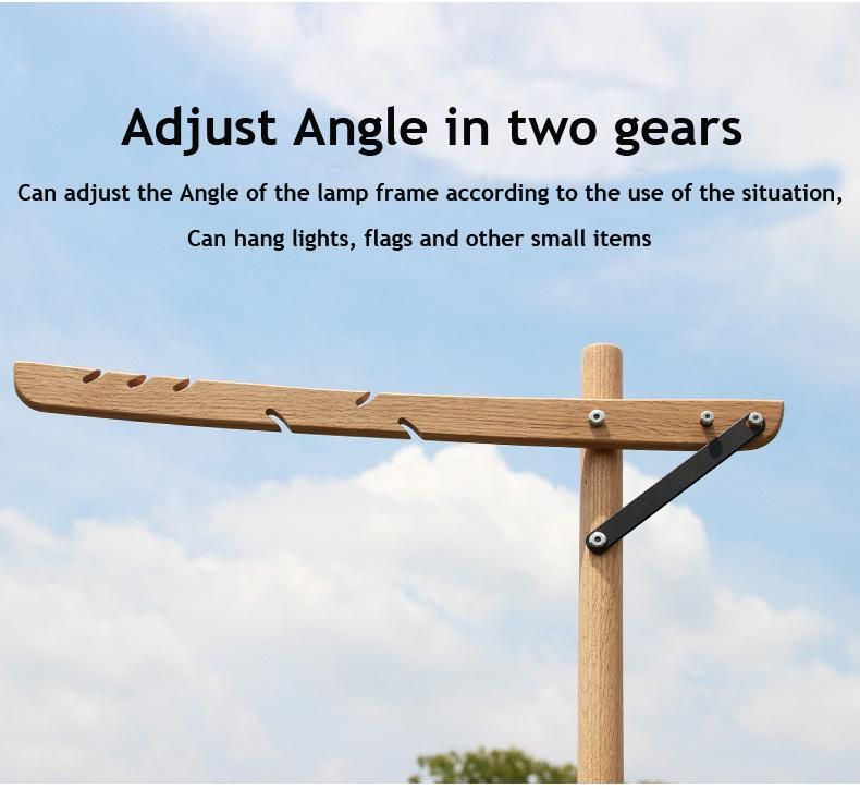 Portable Detachable Adjustable Angle for Outdoor Camping Wooden Light Pole Lamp Holder